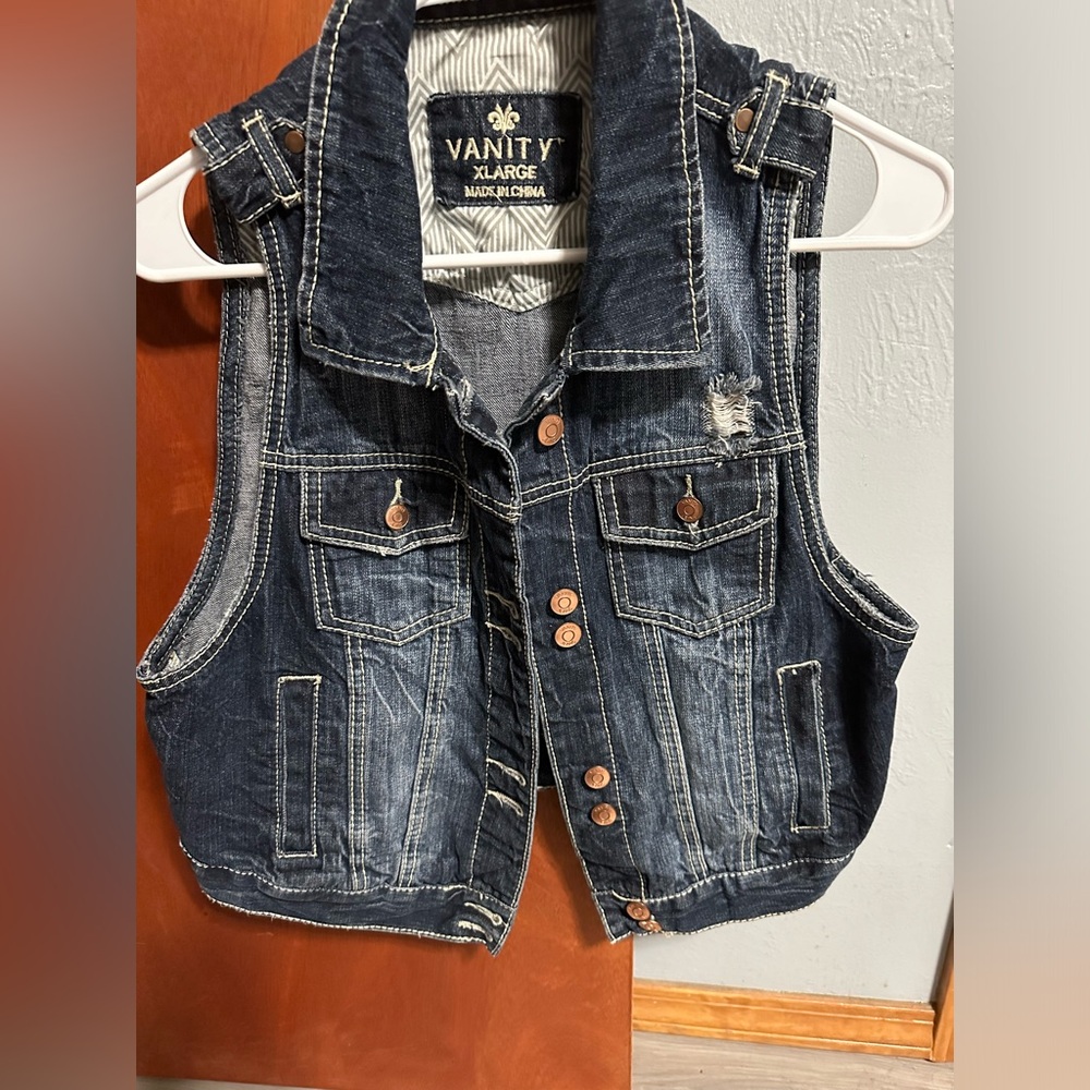 Vanity XL Jean vest distressed